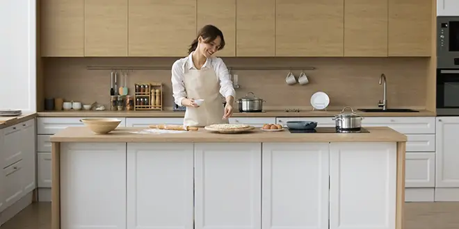 宁静的高质感生活-厨房餐橱柜的电动推杆解决方案